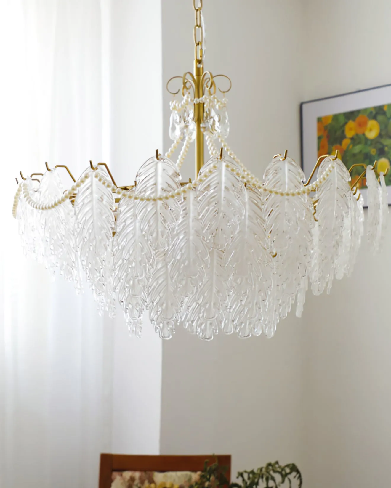 Feather Glass Chandelier