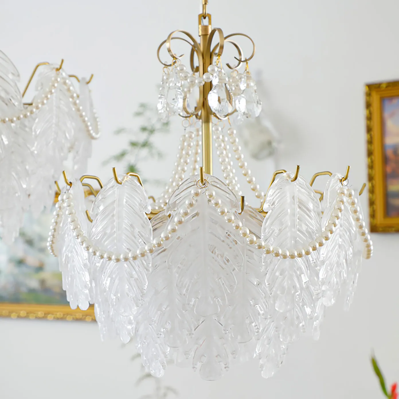 Feather Glass Chandelier