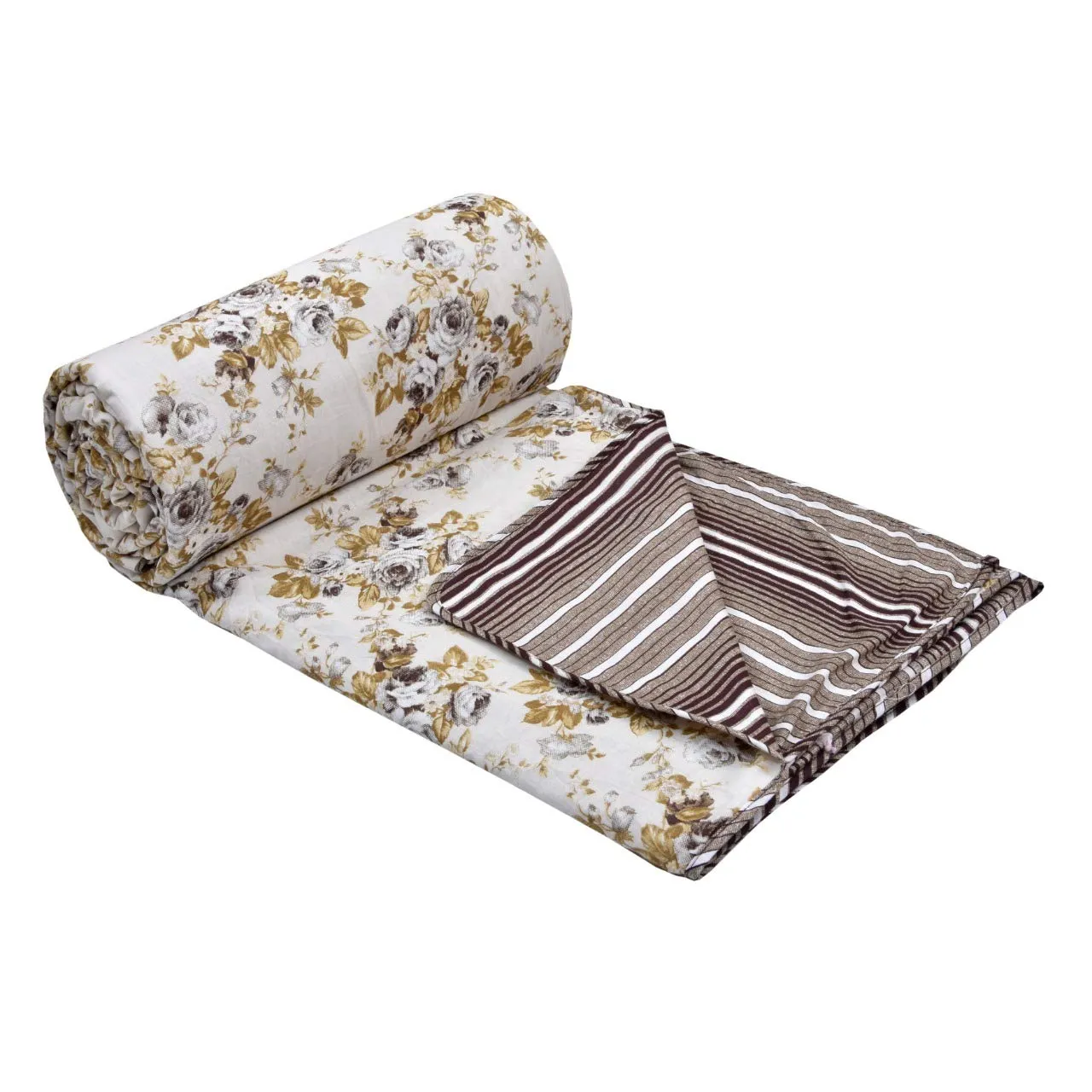 Feather Soft Beautiful Floral Hand Block Printed Cotton Reversible Malmal Dohar (Flower_04, Single Bed)