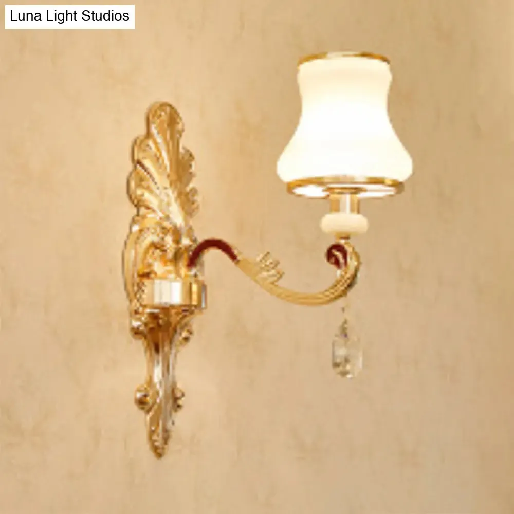 Flared Opal Frosted Glass Chandelier Pendant in Gold - Simplicity meets Elegance