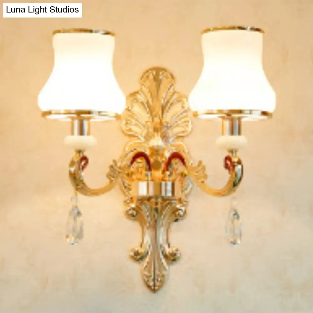 Flared Opal Frosted Glass Chandelier Pendant in Gold - Simplicity meets Elegance