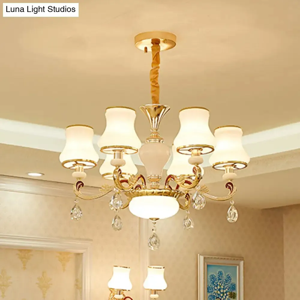 Flared Opal Frosted Glass Chandelier Pendant in Gold - Simplicity meets Elegance