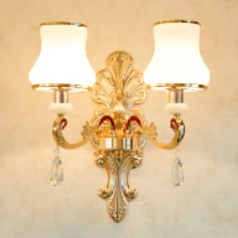 Flared Opal Frosted Glass Chandelier Pendant in Gold - Simplicity meets Elegance