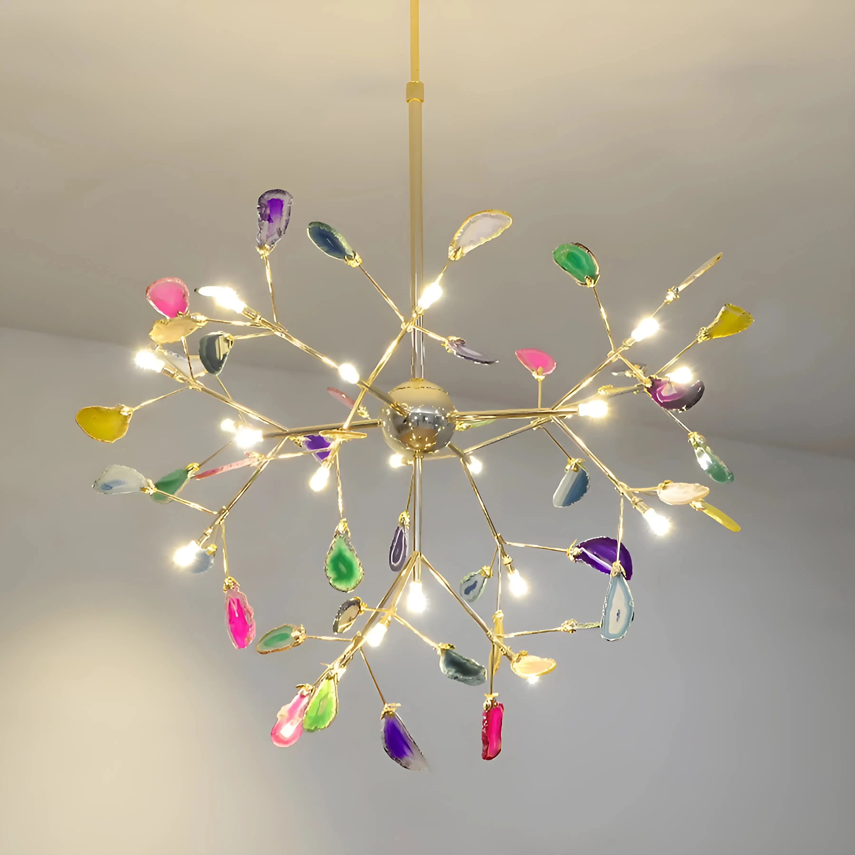 Flims | Colourful Agate Art Multicoloured LED Chandelier