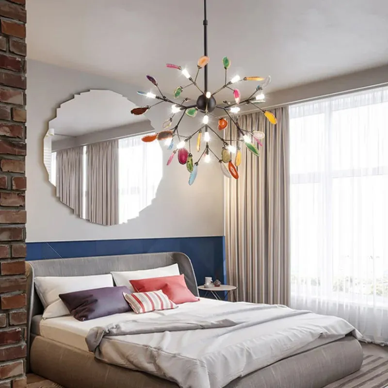 Flims | Colourful Agate Art Multicoloured LED Chandelier