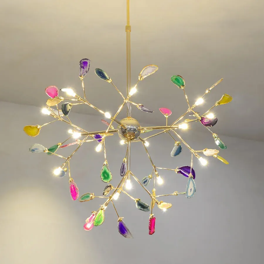 Flims | Colourful Agate Art Multicoloured LED Chandelier