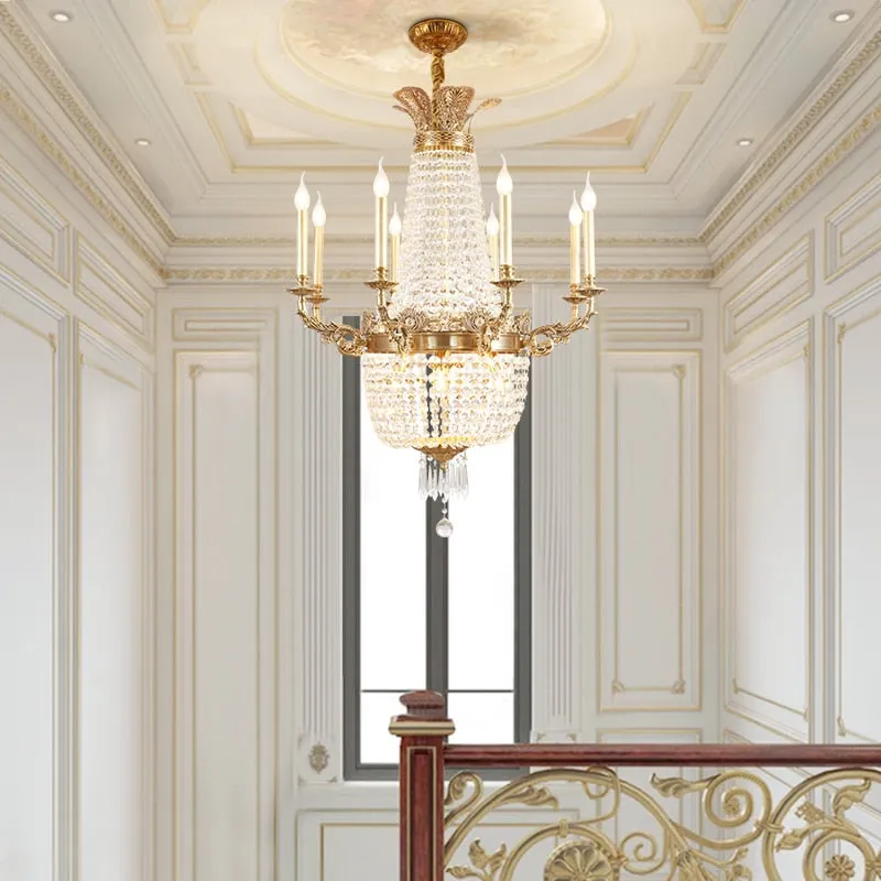 French Copper Chandelier European Home Decorative Chandelier Living Room Hotel Luxury Crystal Chandelier