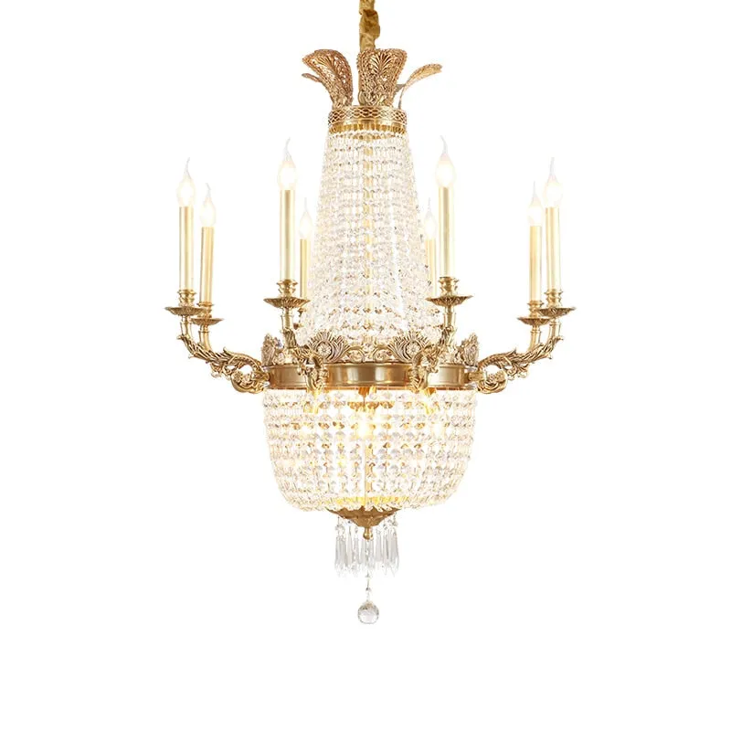 French Copper Chandelier European Home Decorative Chandelier Living Room Hotel Luxury Crystal Chandelier