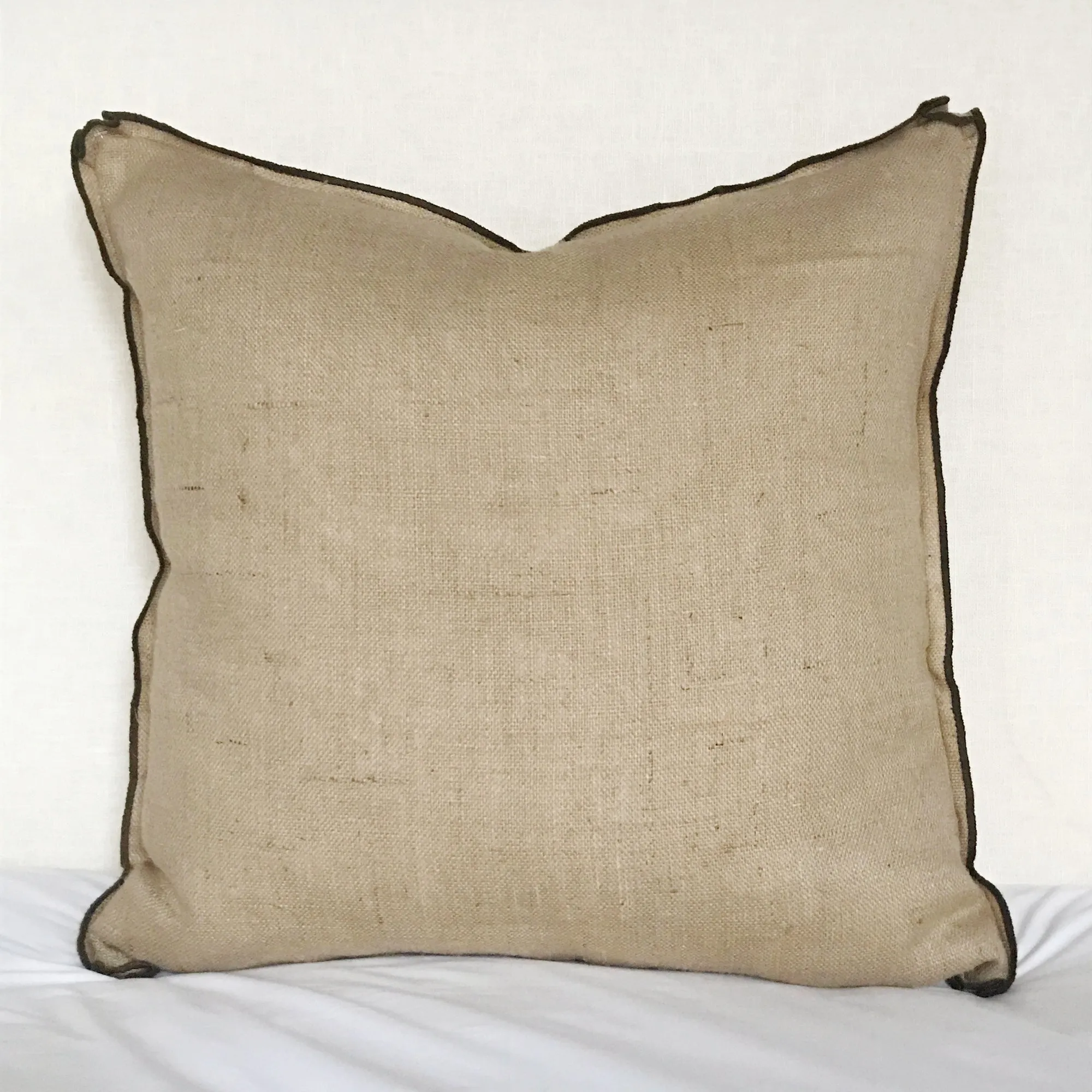 French Country Wheat Burlap Decorative Pillow Cover / Euro Sham 26x26