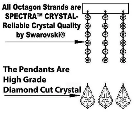 FRENCH EMPIRE CRYSTAL CHANDELIER CHANDELIERS DRESSED WITH SWAROVSKI CRYSTAL- H33" x W30" - Good for Dining Room Foyer Entryway Family Room Bedroom Living Room and More! - F93-B92/CG/448/21SW