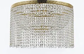 French Empire Crystal Semi Flush Chandelier Chandeliers Lighting With Crystal Bead Shade / Curtain H19" X W24" - F93-Flush/B68/Cg/870/9