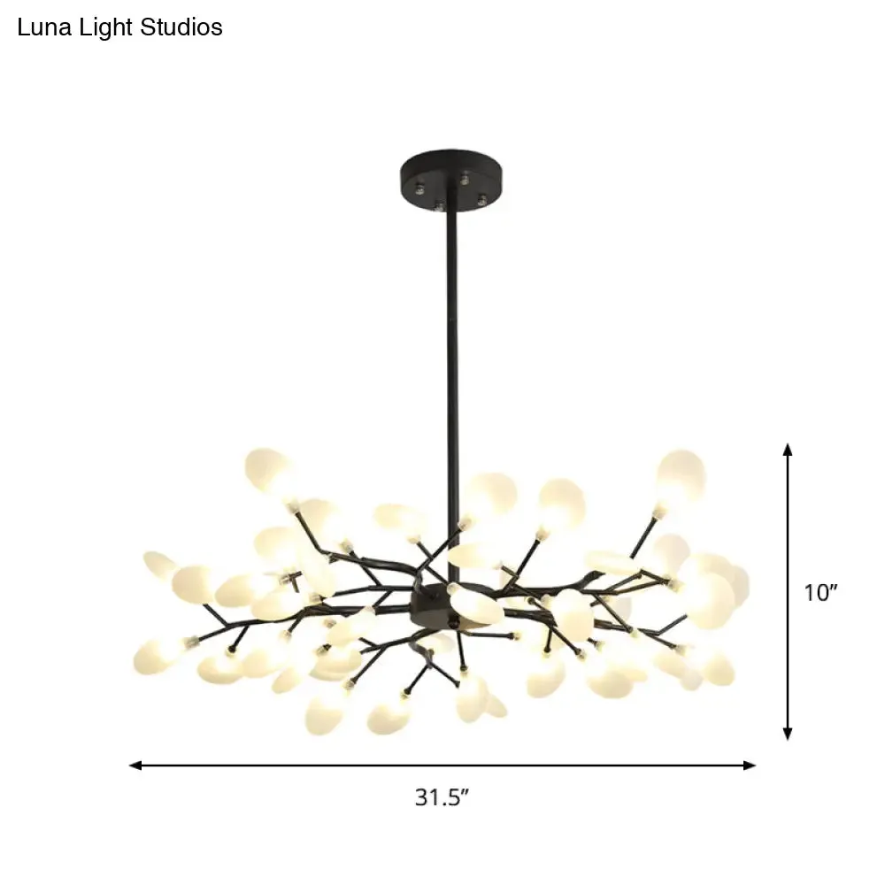 Frosted Black Branch Chandelier - Modern Metallic Suspended Light for Restaurants