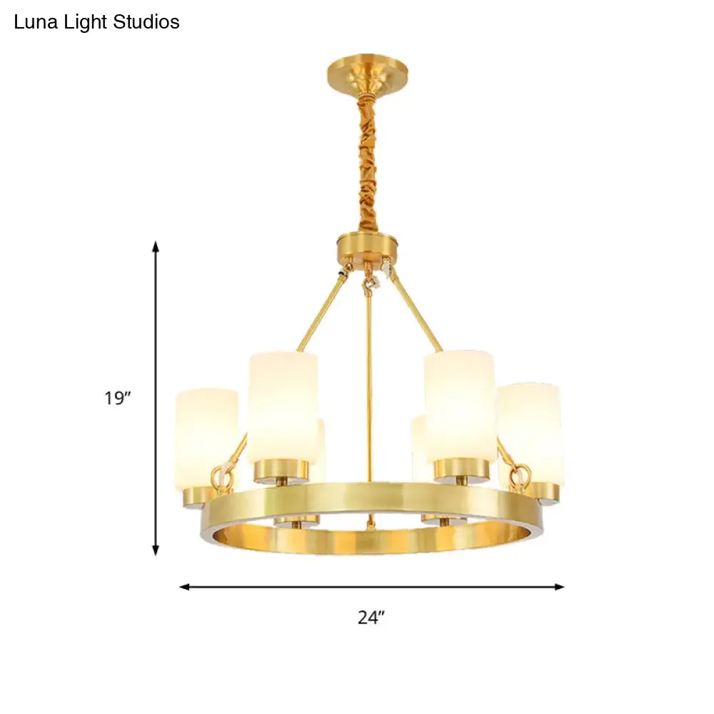 Frosted Glass Chandelier Pendant Light with Gold Finish - Classic 4/6 Lights for Bedroom