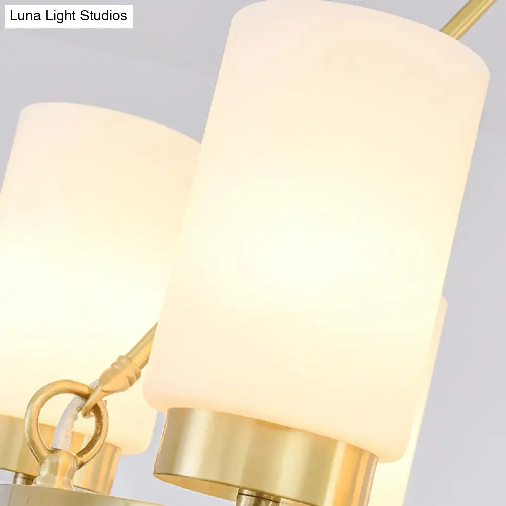 Frosted Glass Chandelier Pendant Light with Gold Finish - Classic 4/6 Lights for Bedroom