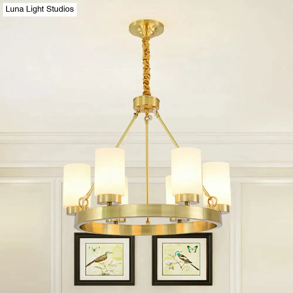 Frosted Glass Chandelier Pendant Light with Gold Finish - Classic 4/6 Lights for Bedroom