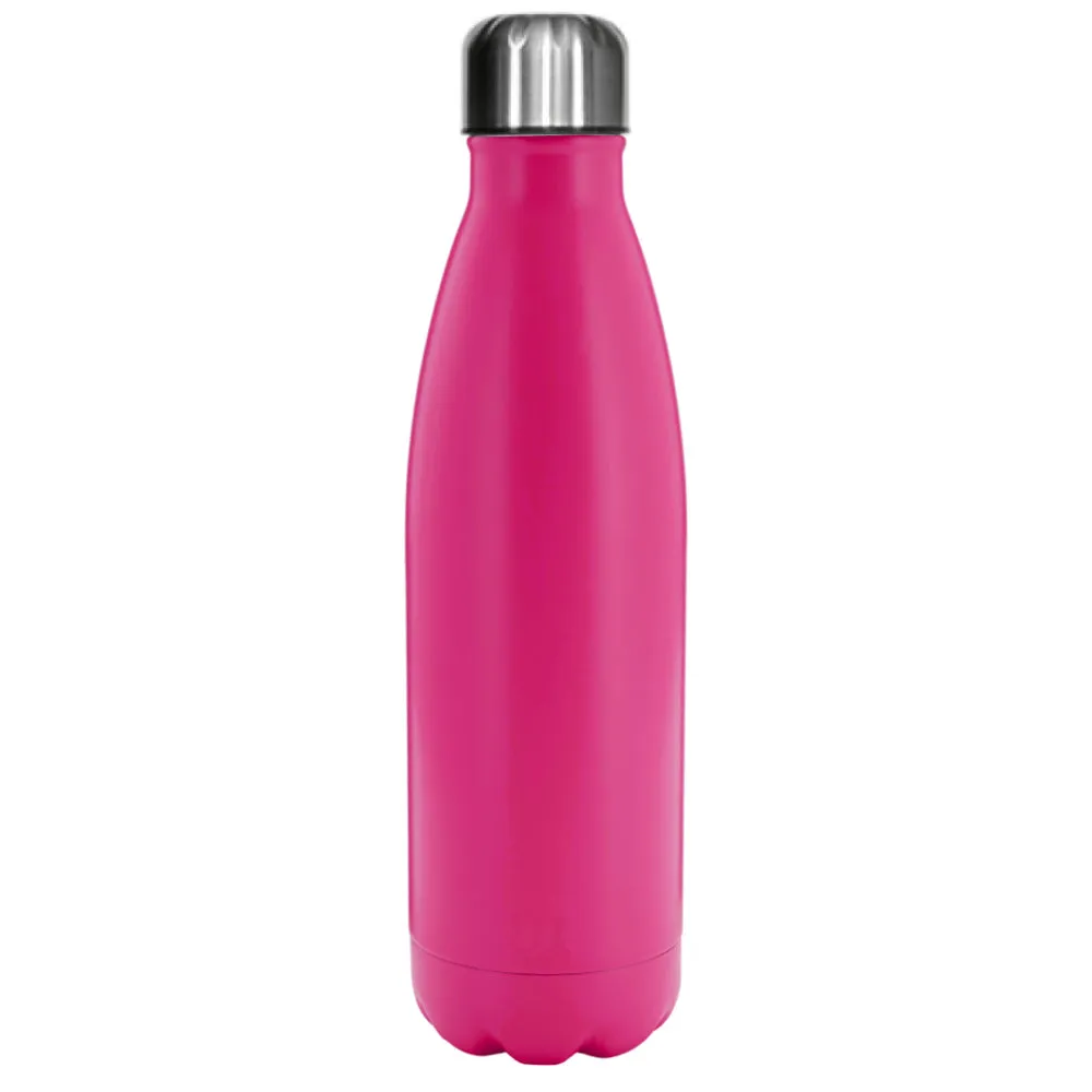 FULL CARTON - 50 x Bowling Double Walled Stainless Steel Water Bottle - COLOURED - 500ml - ROSE RED