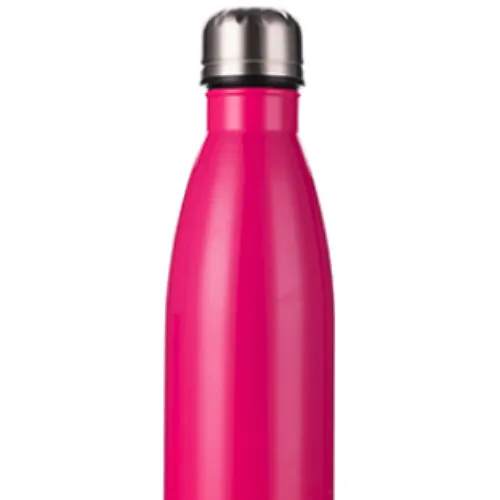 FULL CARTON - 50 x Bowling Double Walled Stainless Steel Water Bottle - COLOURED - 500ml - ROSE RED