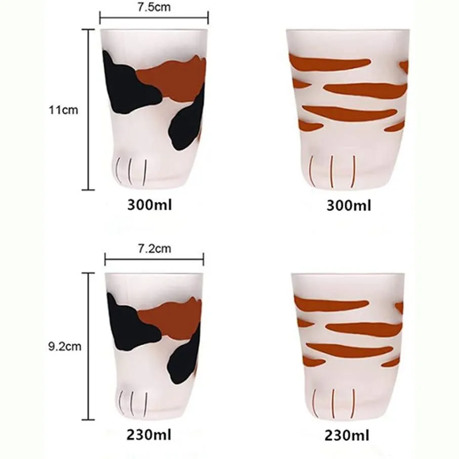 Funki Buys | Glasses | Cat Paw Frosted Glass Cup Sets