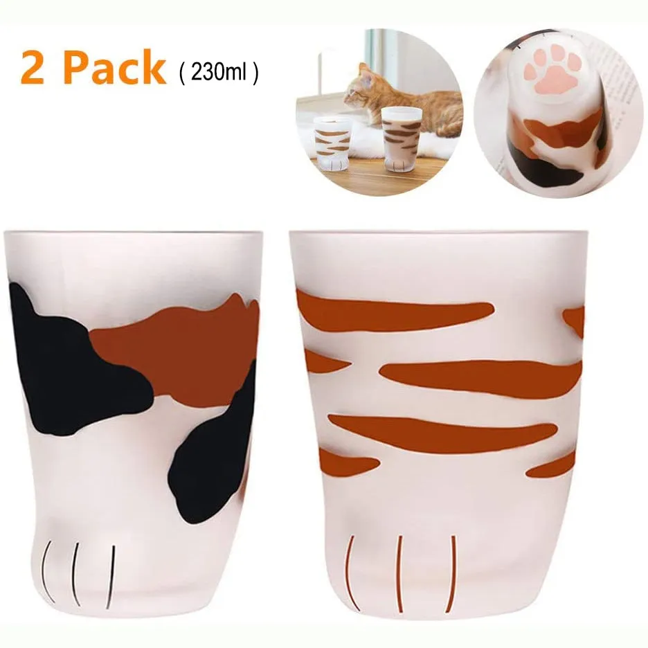 Funki Buys | Glasses | Cat Paw Frosted Glass Cup Sets