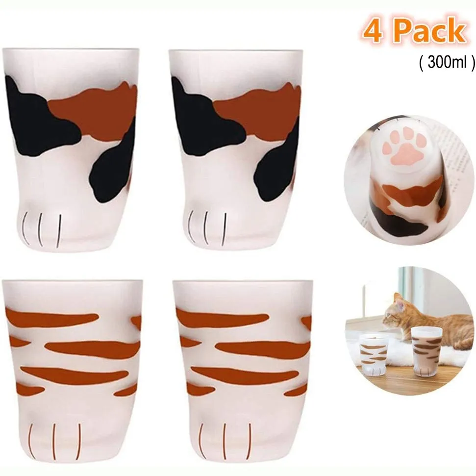 Funki Buys | Glasses | Cat Paw Frosted Glass Cup Sets