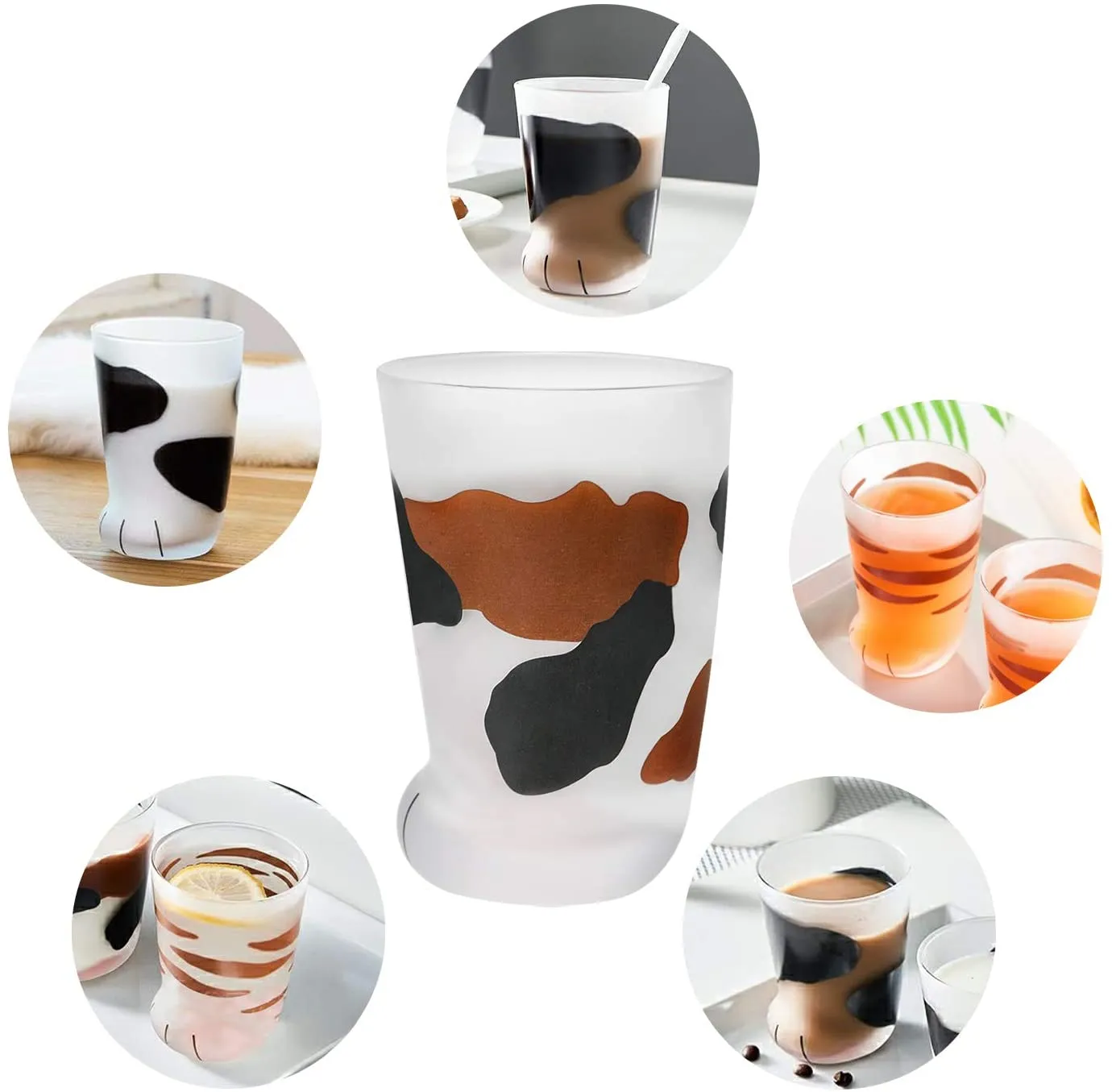 Funki Buys | Glasses | Cat Paw Frosted Glass Cup Sets