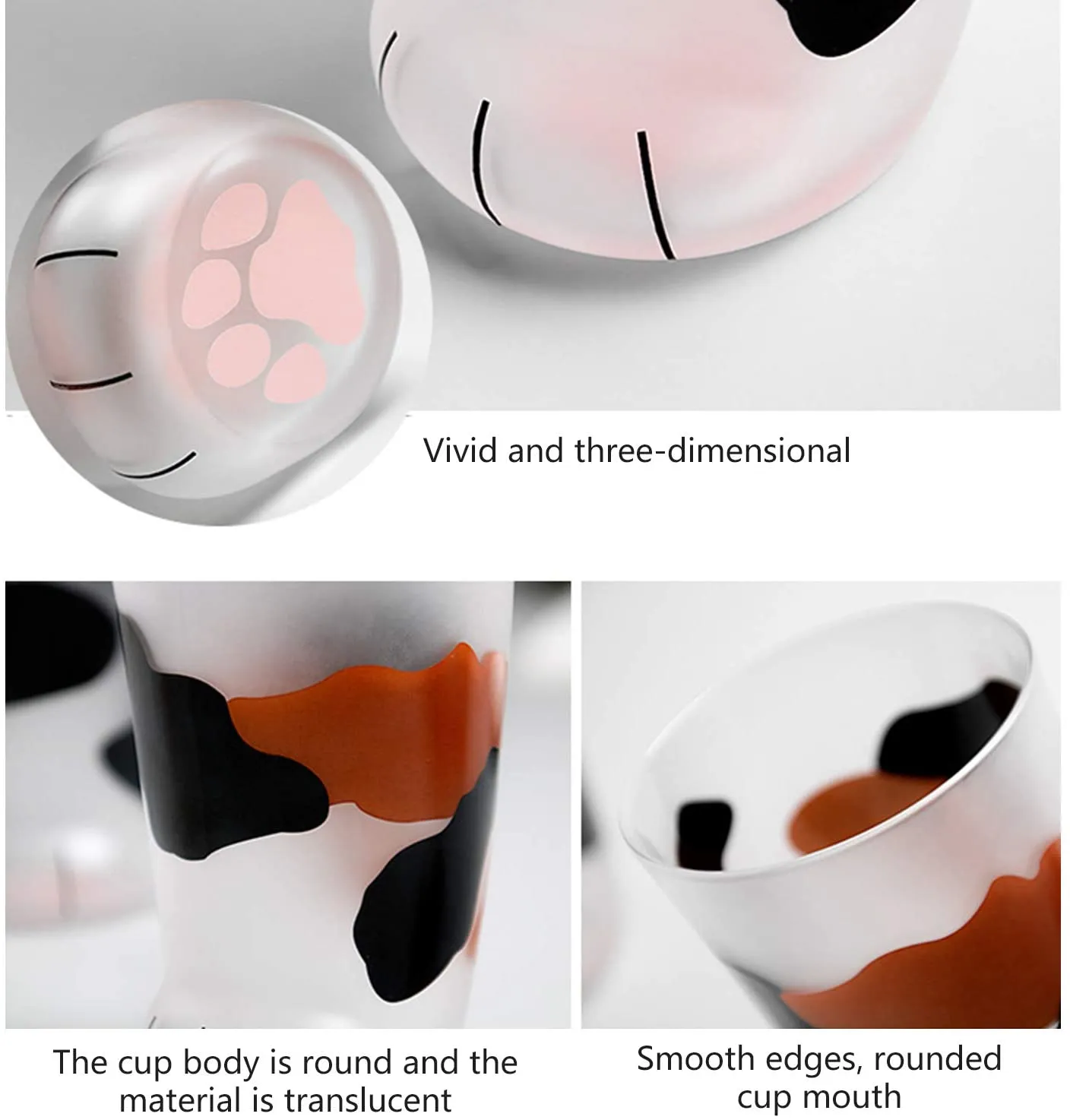 Funki Buys | Glasses | Cat Paw Frosted Glass Cup Sets