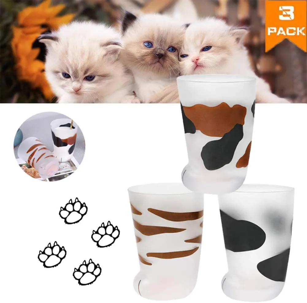 Funki Buys | Glasses | Cat Paw Frosted Glass Cup Sets