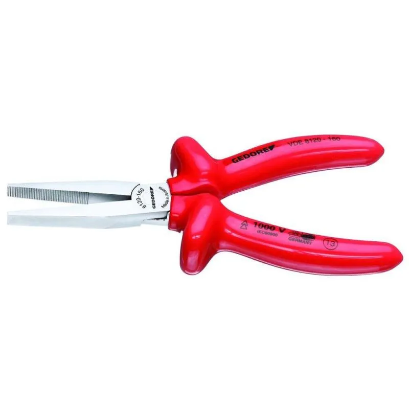 Gedore 6715330 VDE Flat nose pliers with VDE dipped insulation