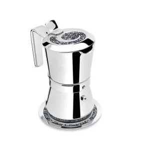 Giannina 3 cup Stainless Steel Stove Top Espresso Maker Swarovski Limited Edition - Fantasia Blu