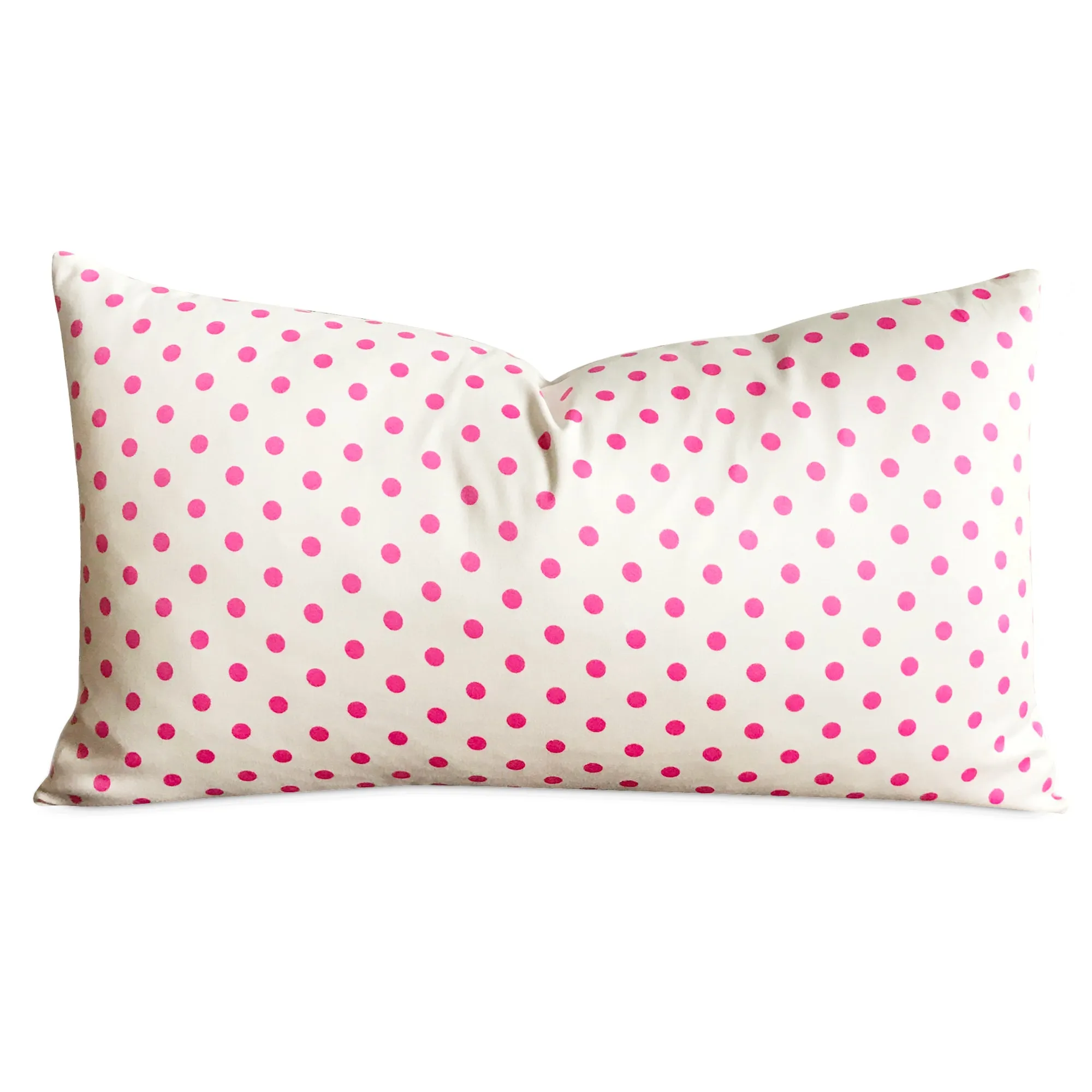 Girls Pink and White Polka Dot Lumbar Pillow Cover 15x26