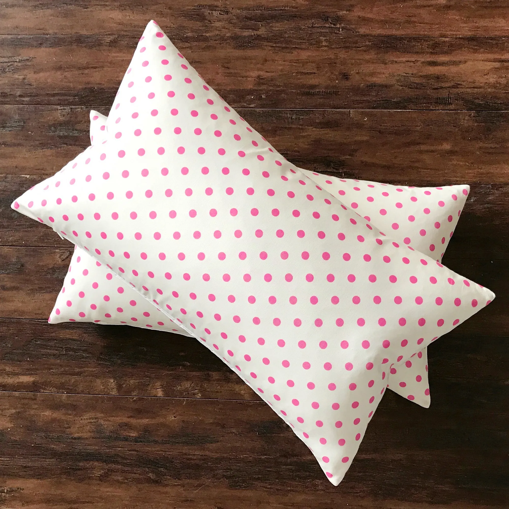 Girls Pink and White Polka Dot Lumbar Pillow Cover 15x26