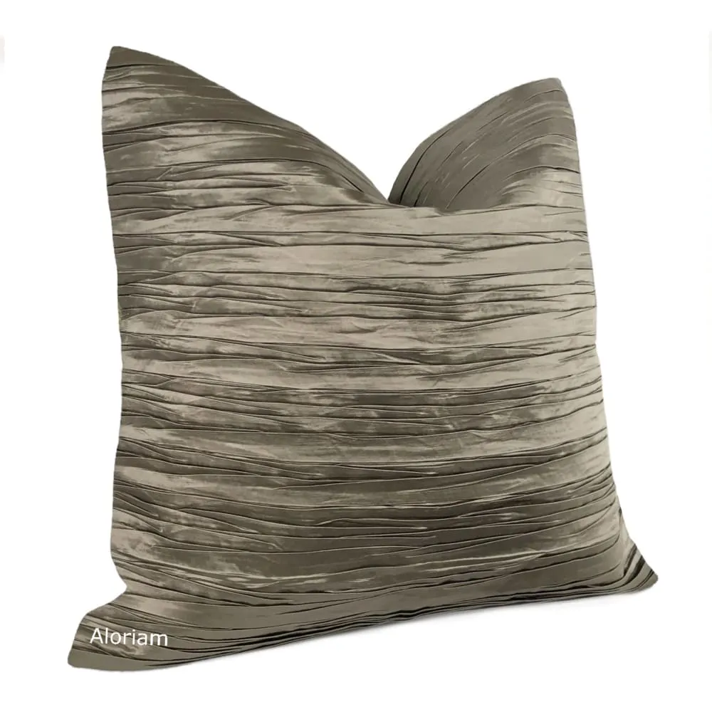 Giselle Taupe Brown Pleated Texture Pillow Cover