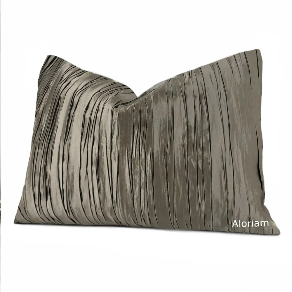 Giselle Taupe Brown Pleated Texture Pillow Cover