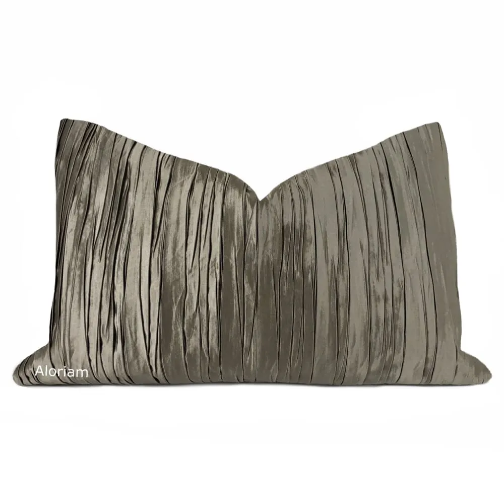 Giselle Taupe Brown Pleated Texture Pillow Cover