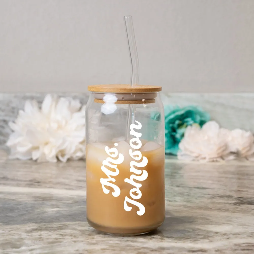 Glass Coffee Cup with Name