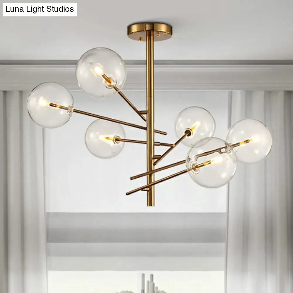 Gold Clear Glass Chandelier: Ball Restaurant Suspension Light with Postmodern Style