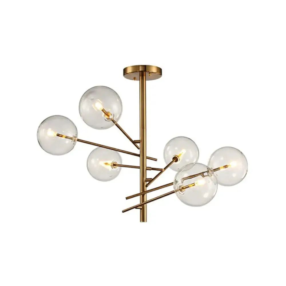 Gold Clear Glass Chandelier: Ball Restaurant Suspension Light with Postmodern Style