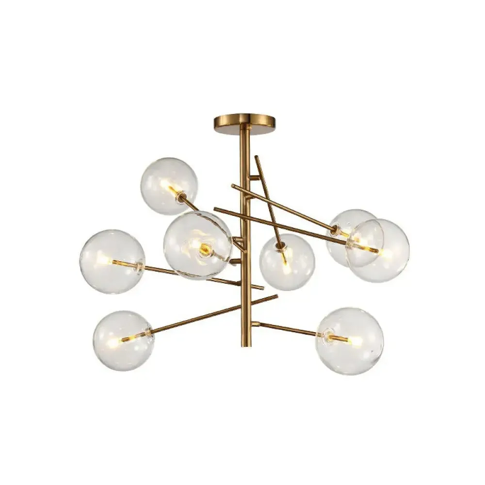 Gold Clear Glass Chandelier: Ball Restaurant Suspension Light with Postmodern Style