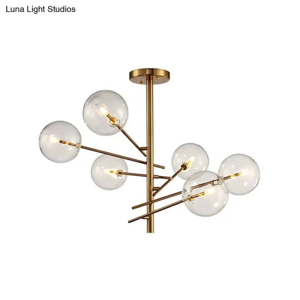 Gold Clear Glass Chandelier: Ball Restaurant Suspension Light with Postmodern Style