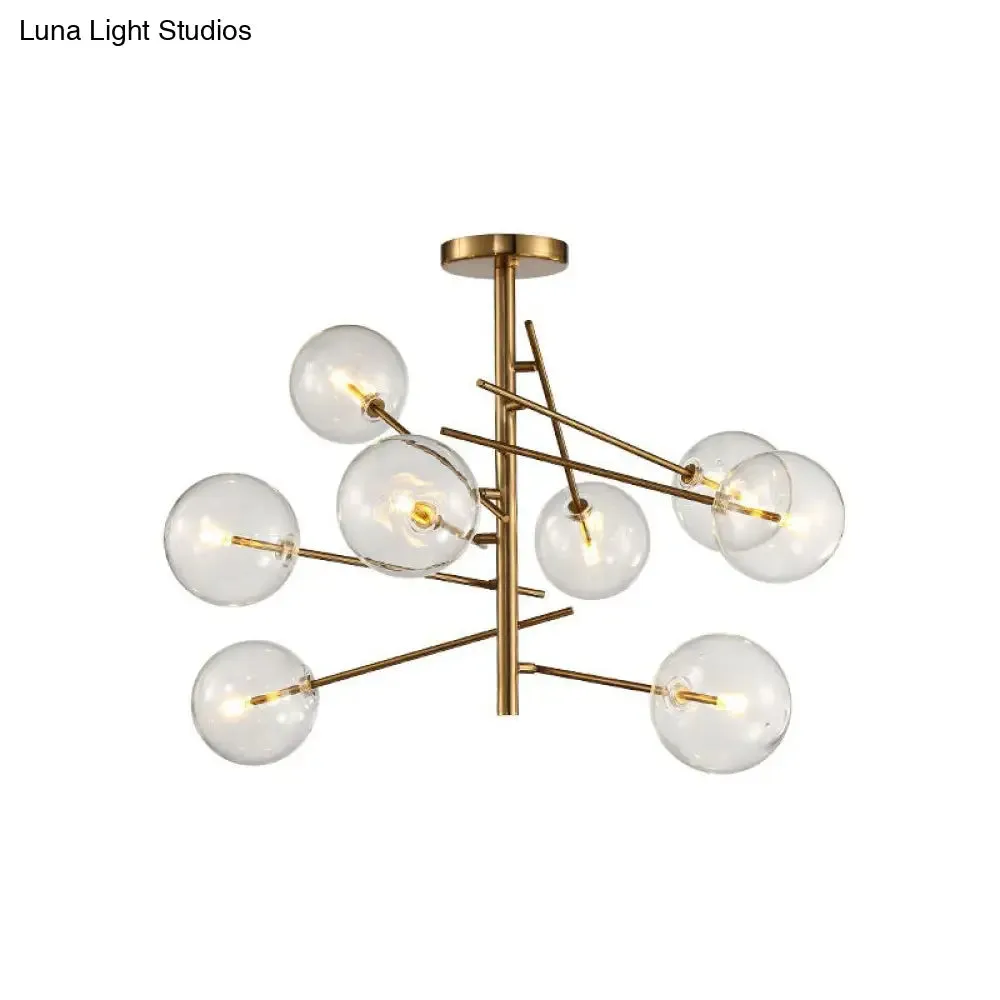 Gold Clear Glass Chandelier: Ball Restaurant Suspension Light with Postmodern Style