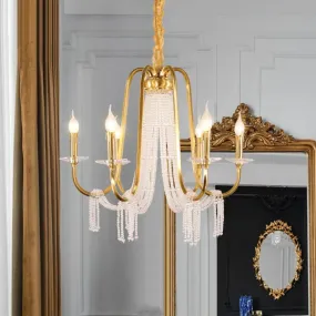 Gold Crystal Chandelier with 6 Lights for Bedroom Suspension