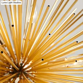 Gold Dandelion Pendant: Modern Metal Chandelier for Living Room