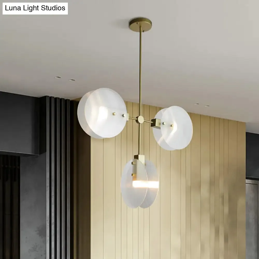 Gold Finish Acrylic Round Panel Chandelier Ceiling Lamp - Postmodern Design (2/3 Bulbs)