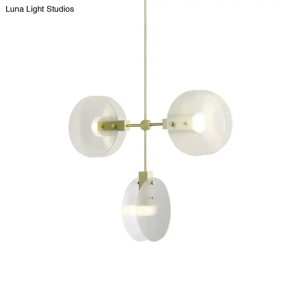 Gold Finish Acrylic Round Panel Chandelier Ceiling Lamp - Postmodern Design (2/3 Bulbs)