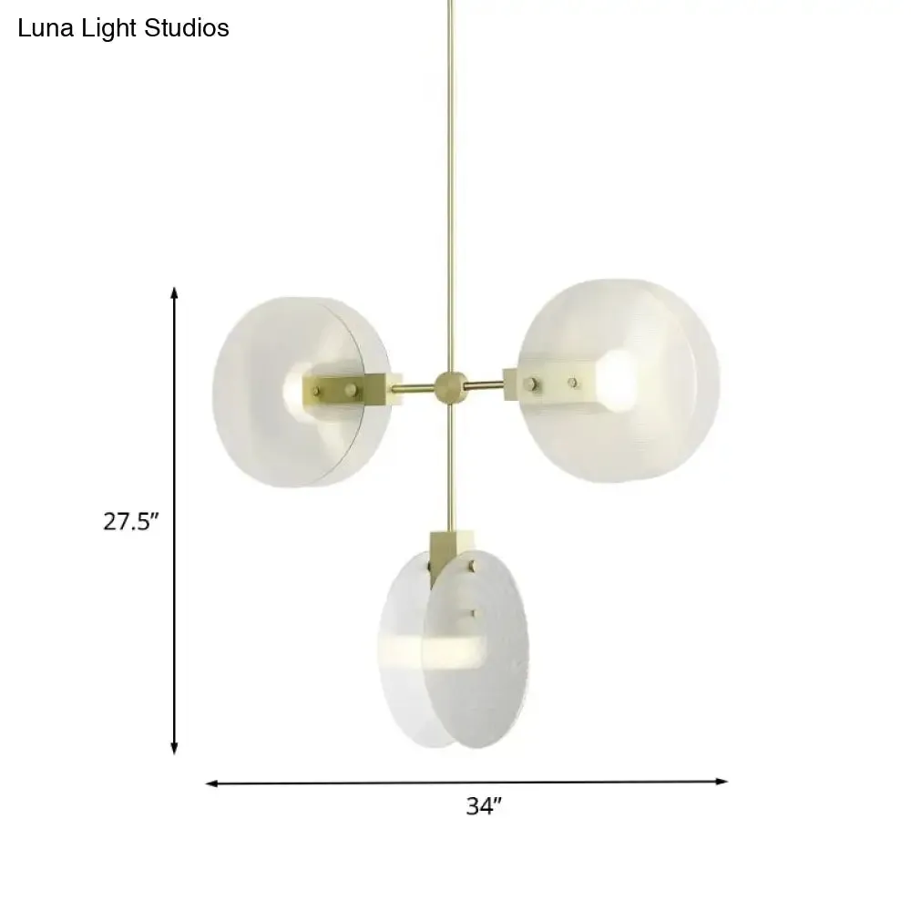 Gold Finish Acrylic Round Panel Chandelier Ceiling Lamp - Postmodern Design (2/3 Bulbs)