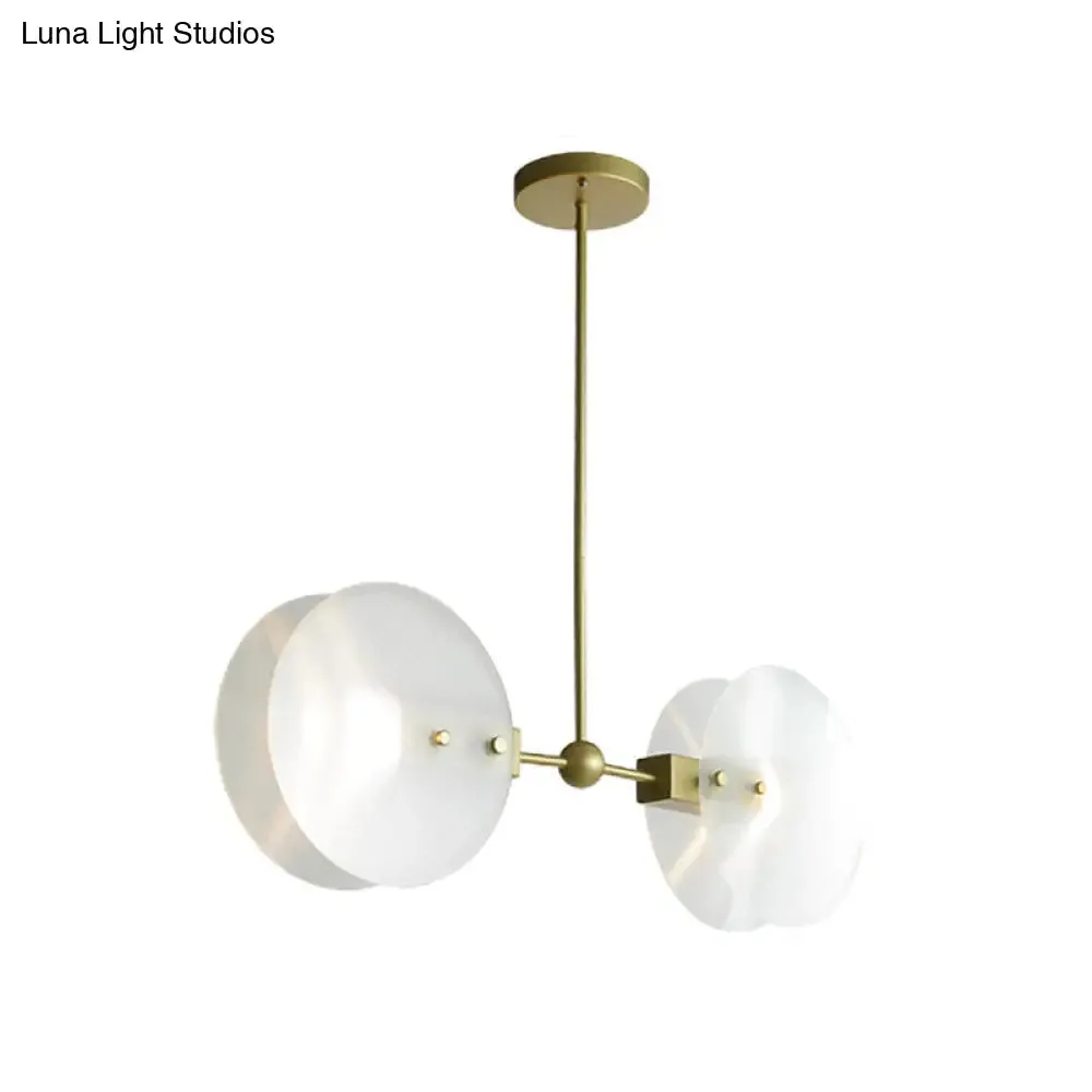 Gold Finish Acrylic Round Panel Chandelier Ceiling Lamp - Postmodern Design (2/3 Bulbs)