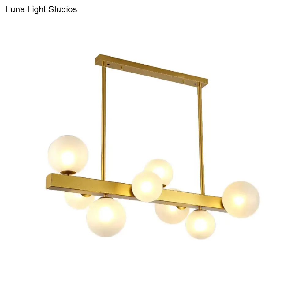 Gold Finish Chandelier with Orb Shade - Post Modern Design, 8 Lights - Perfect for Dining Room