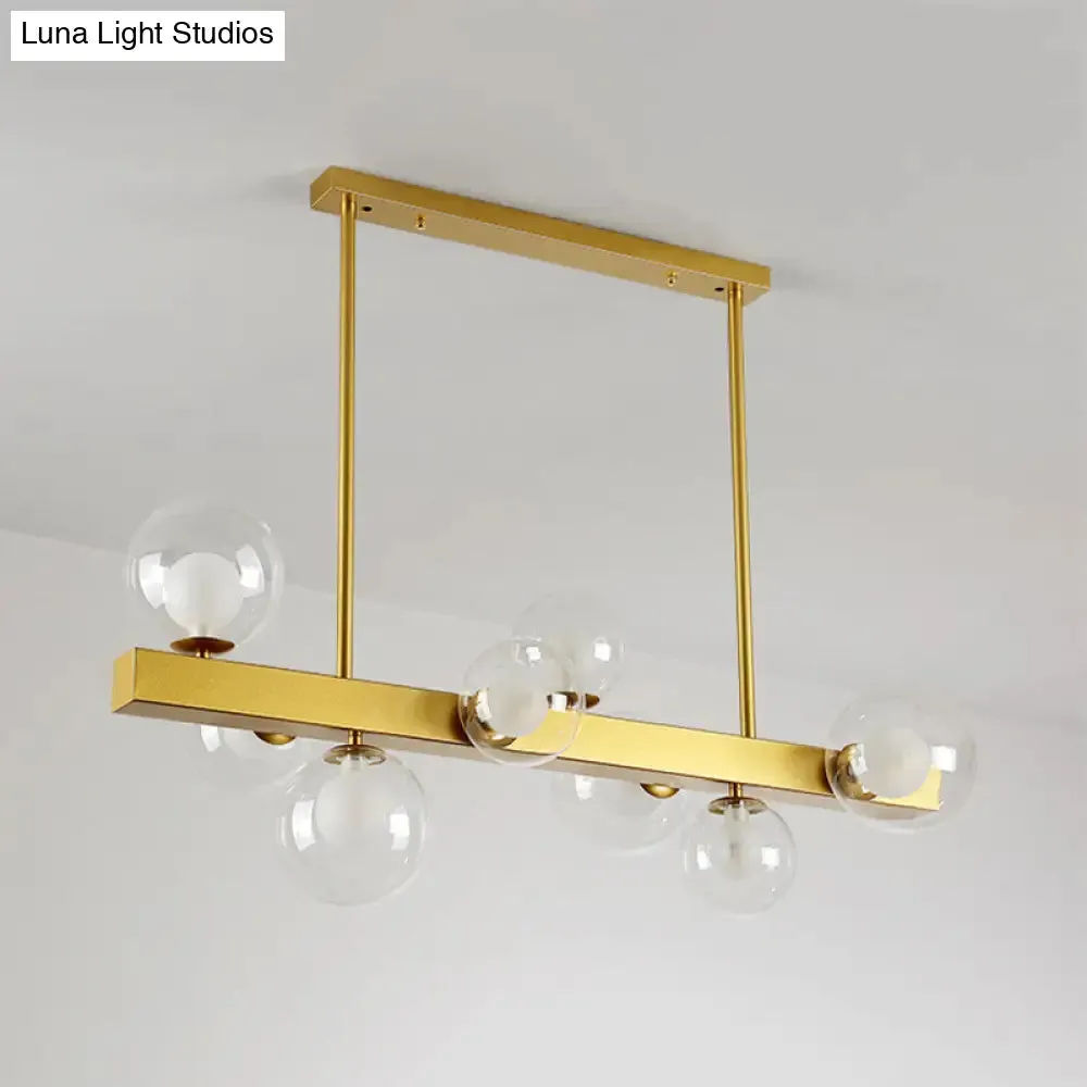 Gold Finish Chandelier with Orb Shade - Post Modern Design, 8 Lights - Perfect for Dining Room