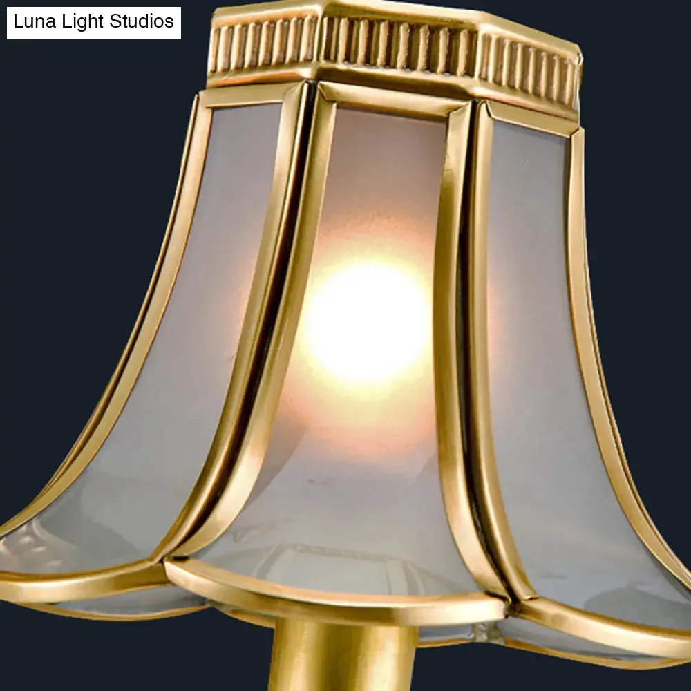 Gold Frosted Glass Pendant Chandelier with Scalloped Design and Colonial Styling - 3/5/6 Bulbs, Suspended Lighting Fixture