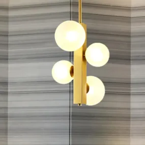 Gold Linear Suspension Light with Modo Clear/White Glass Shades - Modern and Simple Design for Dining Room - 4/8 Lights